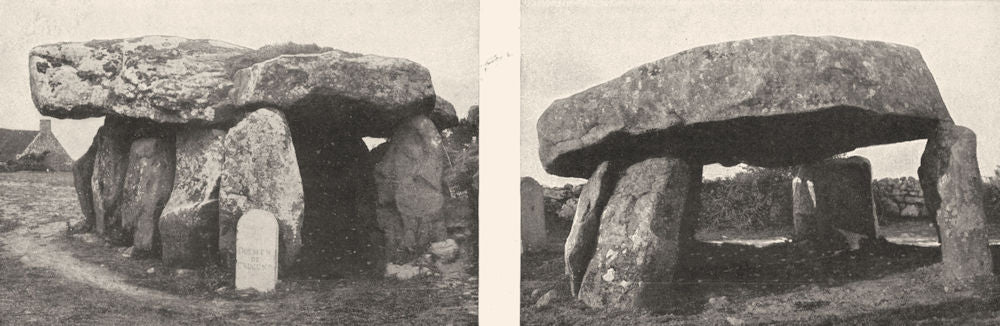 MORBIHAN. Dolmen de Crucuno; Carnac. Dolmen de Cohquer 1900 old antique print
